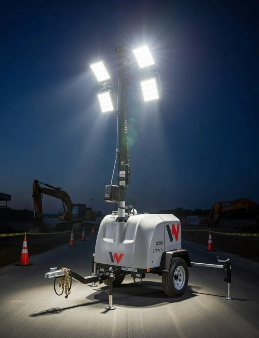 General Rentals Light Towers for Night Construction Projects